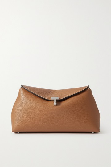 TOTEME - T-lock Textured-leather Clutch - Tan - one size