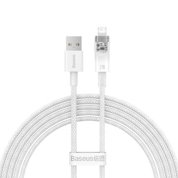 Baseus 倍思 探索者系列 智慧溫控快充傳輸線 USB-iPhone 2.4A  2m  1條  白色