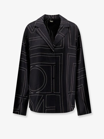 Silk shirt with monogram logo embroidery - TOTEME - gender_Woman