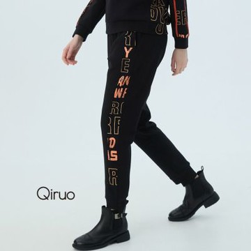 Qiruo 奇若秋冬專櫃黑色老爺褲7229C 九分長褲