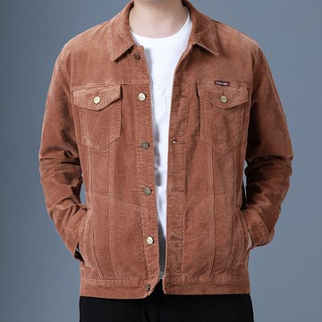 燈芯絨外套翻領夾克-純色寬鬆休閒復古男外套4色73wu11【獨家進口】【米蘭精品】