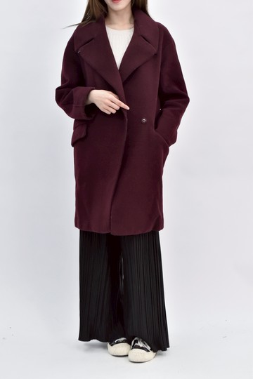 (M) basic house羊毛長袖酒紅色外套