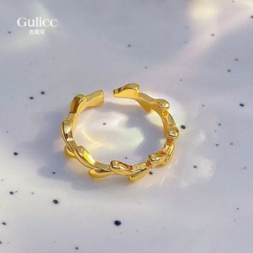 Gulicc 日韓 柳葉 金枝 可調 戒子(戒指 尾戒 食指戒 指環 禮物 生日禮物 雙11 聖誕節)