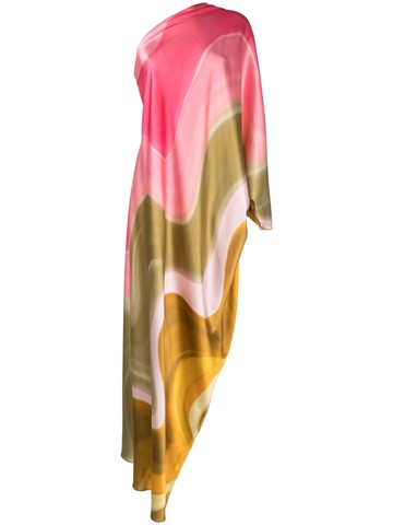 Silvia Tcherassi - abstract-print one-shoulder long dress - women - Silk/Elastane - S - Pink