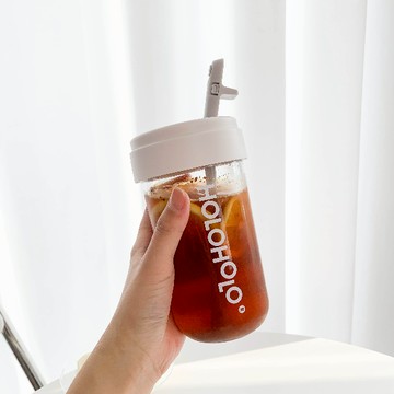 HOLOHOLO Tonton 兩用隨行吸管杯組合（450ml+300ml／6色） - 深海藍