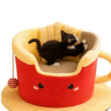 寵物睡窩 【芸白】貓咪窩 貓窩 寵物窩 馬克杯貓窩 劍麻貓抓板窩 創意貓窩 貓咪睡窩 寵物窩 貓睡窩 貓咪休憩窩