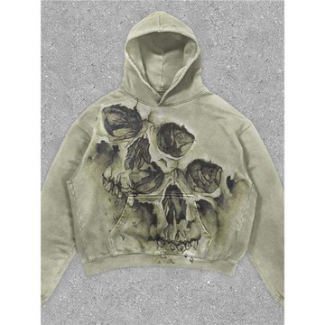 歐美搞怪衛衣嘻哈復古潮牌男士萬圣節印花水洗做舊衛衣棉套頭外套