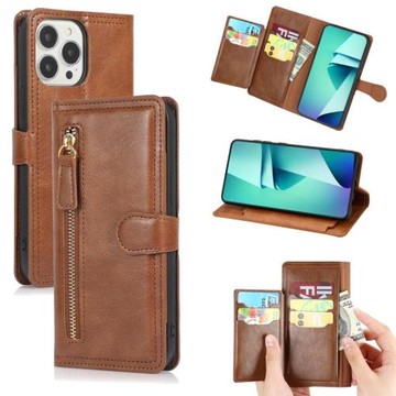 適用蘋果iphone17 16E 14 15 pro max復古拉鏈手機皮套保護殼翻蓋插卡支架air