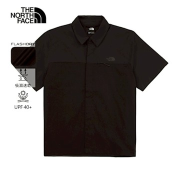 The North Face 官方旗艦 北面女款黑色UPF防曬短袖襯衫｜8DFRJK3 抗UV