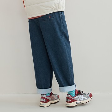 a la sha 抽繩鬆緊寬鬆錐形牛仔褲