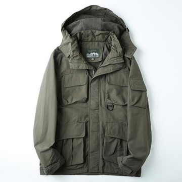 外貿工廠出口原單戶外加絨加厚防水多口袋沖鋒衣連帽工裝夾克外套