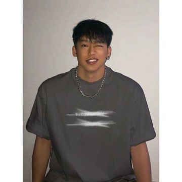 美式復古創意字母短袖T恤男夏季重磅純棉潮牌白色寬松小領口上衣