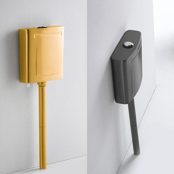 壯鋼 廁所掛墻式金色不銹鋼水箱家用衛生間蹲便器抽水沖水箱感應