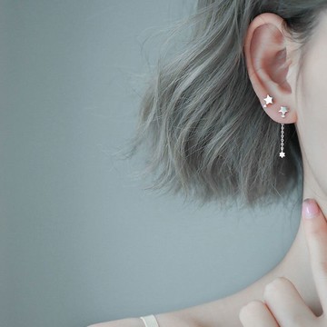 一耳兩洞耳環養耳洞五角星星不對稱耳環女簡約百搭學生耳釘女韓版
