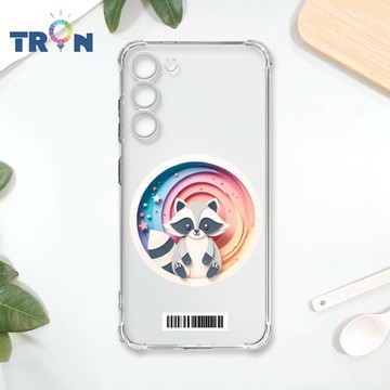 TRON 三星 S23 可愛紙雕浣熊 四角防摔載具殼 軟殼 手機殼