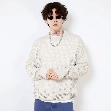 CleanFit 清冷感鏤空針織圓領寬鬆長T