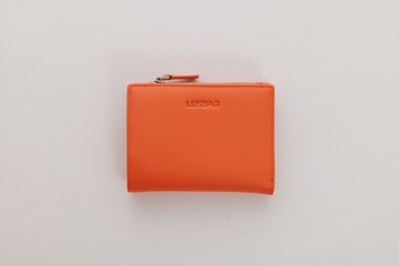 Lukbag Studio|真皮可拆式零錢袋短夾|亮橘【父親節禮物】