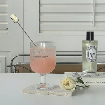 叁克拉法文網紅高腳杯 矮腳玻璃水杯 冰咖啡杯子牛奶果汁杯冷飲杯