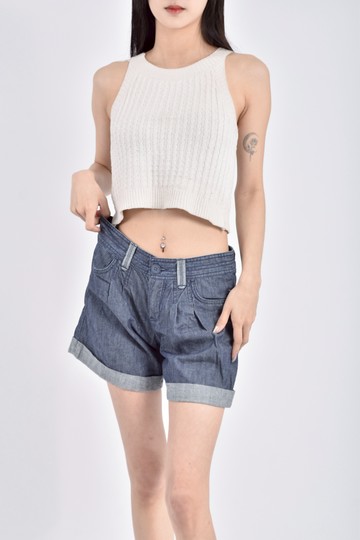 加購優惠(M) bossini丹寧牛仔棉質純棉低腰藍色短褲