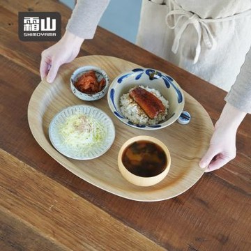 日本霜山 白橡木長方橢圓防滑托盤/茶盤