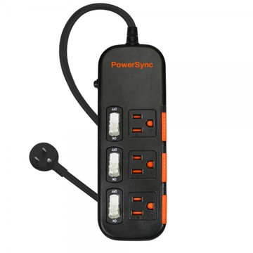 [家速配]3開3插滑蓋防塵防雷擊延長線1.8M_TS3X0018-黑色