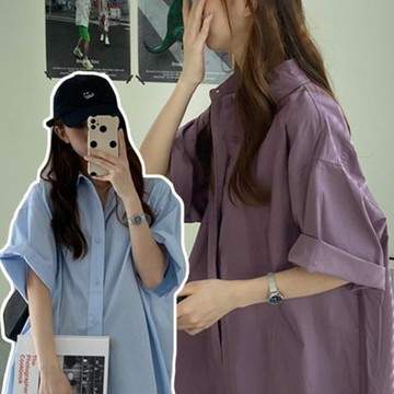 【胖MM大尺碼】L-4XL 大尺碼韓版寬鬆oversized大碼胖mm300斤顯瘦襯衫裙薄外套女夏季百搭上衣