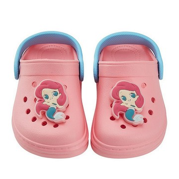 BORUI 柏睿鞋業 兒童款 電燈飾釦洞洞涼鞋 造型防水園丁鞋  小美人魚公主 粉色  140mm