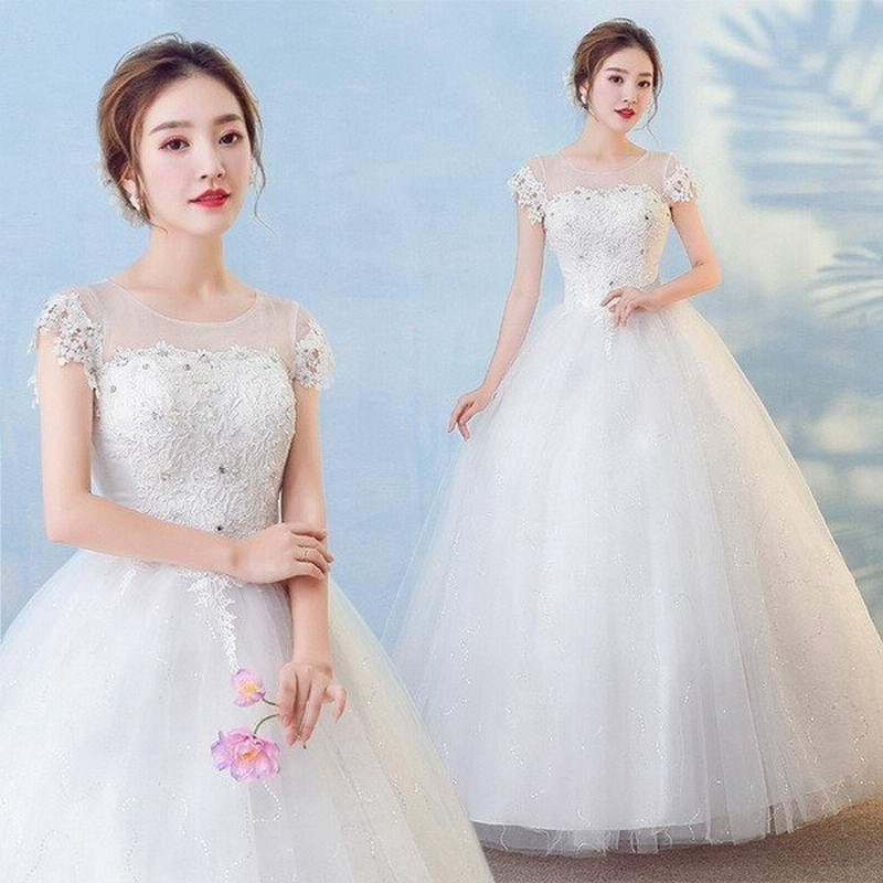 秋冬新品ウェディングドレス 可愛いレース オフショルダー 二次会 ロングドレス ウエディングドレス エンパイアライン 着痩せ 露背 姫系hs3929 通販 Lineポイント最大get Lineショッピング