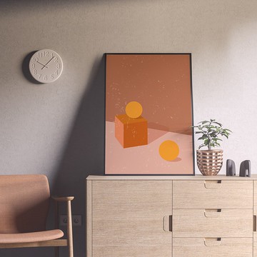 幾何 • 方塊與球 - 大地色/玄關/臥房裝飾/幾何掛畫/棕色/北歐風