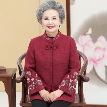奶奶裝秋裝外套中老年人女70歲80老人衣服太太外婆媽媽春秋冬上衣