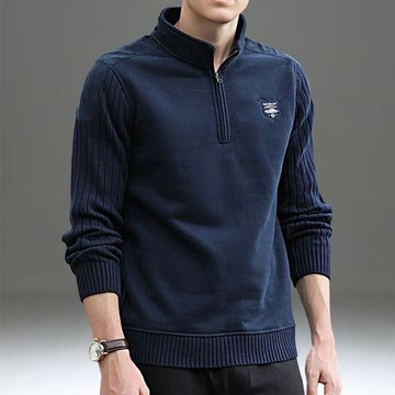 秋冬季毛衣男立領半拉鏈針織打底衫男裝寬松休閑加絨保暖衛衣男潮