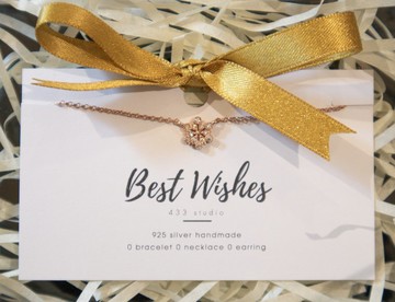 925 SILVER 閃石雪花- 玫瑰金 - 頸鏈