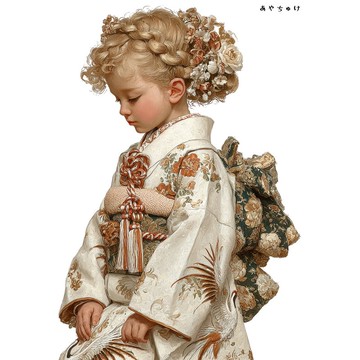 【12月新品4】07-114-0040 人物貼紙 和服復古