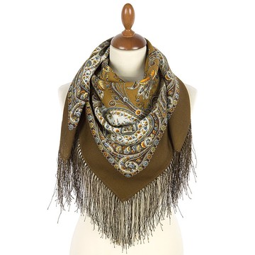 正宗帕夫洛沃帕薩德俄羅斯披肩絲巾 柔軟 100% 羊毛 89x89 公分 2046-16