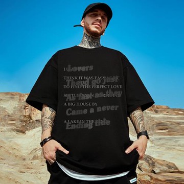 摩嚴美式復古T恤男潮流bf風休閑寬松純棉短袖潮牌加肥加大碼半袖