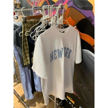 BM官網紐約刺繡短袖女夏寬松顯瘦百搭純棉圓領T恤大碼上衣newyork