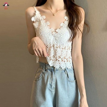 薇衣//bar top抹胸 文胸 胸墊 吊帶時尚百搭潮流外穿蕾絲小吊帶背心女顯瘦內搭短款抹胸上衣遮肚藏肉