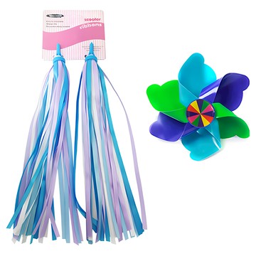 兒童滑板車風車彩帶緞帶裝飾配件套組  1組  Blue