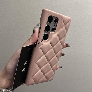 【小香風菱格少女粉】皮質半包適用于三星s25ultra手機殼新款GalaxyS24+/s23u網紅韓系s22ultra防摔保護套女