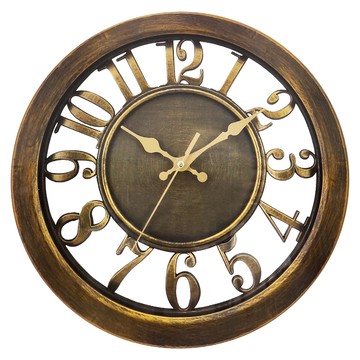 haogeen 中華豪井 掛鐘 塑料玻璃材質 320x320x48mm  古銅色