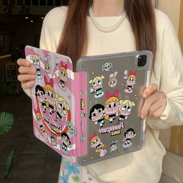 卡通飛天小女警 變形皮套 防摔平板保護殼 適用 iPad 10 11 12 Air M4 11吋 Pro M5 A16