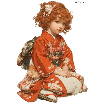 【12月新作4】07-114-0050 人物貼紙 和服復古