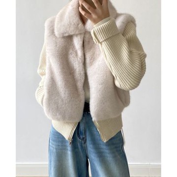 設計所在 知性小文藝 針織仿皮草毛衣假兩件毛毛外套(2色可選) H8309