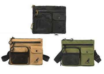 ~雪黛屋~KANGOL 斜背包中容量扁型防水尼龍布附活動型可調整長背帶L6155170130