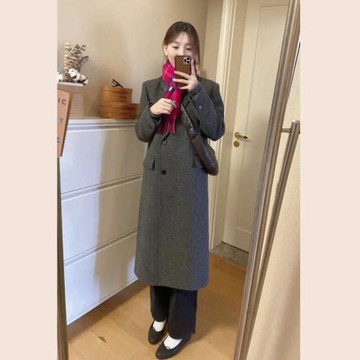 高級感灰色小個子呢子大衣女中長款2023秋冬季韓版赫本風毛呢外套