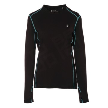 WILDLAND荒野-女超彈茶碳抗菌圓領功能衣黑色