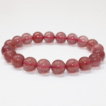 如鴻天然水晶手鏈紅色草莓晶女士單圈手串礦石頭禮品