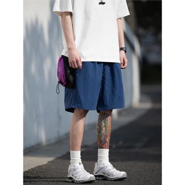 夏季薄款休閑百搭速干運動直筒褲男士日系潮牌寬松時尚五分短褲潮