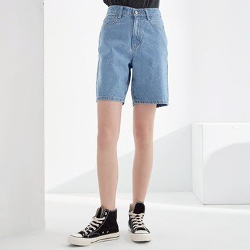 【ERSS】女裝 短褲 牛仔短褲 五分褲 高腰褲 高腰 日常 必備款 小高腰 深藍【S20113】
