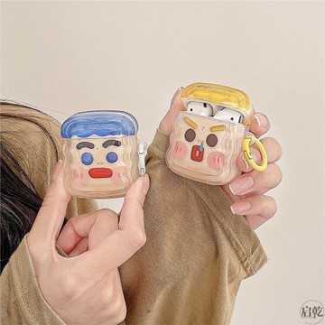 趣味搞怪表情airpods3耳機保護套殼2pro二三代新款波浪邊適用蘋果無線藍牙硅膠軟殼情侶個性創意惡搞
